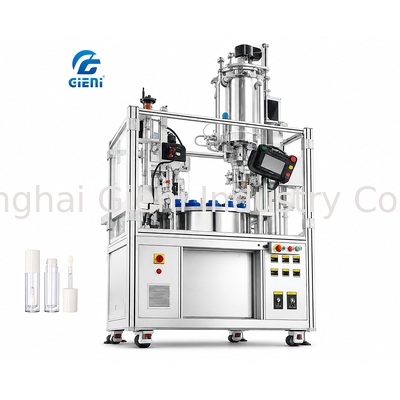 Automatische Lipgloss Vulmachine met 1200 BPH Snelheid 4 Nozzle Servo Zuigerpomp en PLC Touchscreen Besturing
