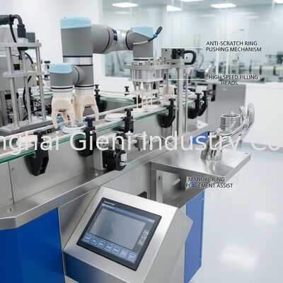 High Speed Cushion Compact Filling Equipment met handmatige ringplaatsing en anti-krasring voor luxe cosmetica