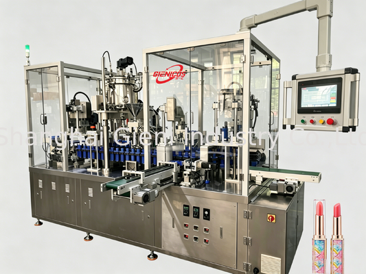 JQH-02 Rotary Lipgloss Filling Machine met 80 PCS/MIN-snelheid, SUS304-materiaal en dubbele-station efficiëntie voor cosmetische productie